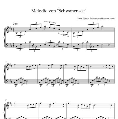 Melodie von „Schwanensee“ (Tschaikowsky): Einfachpedalharfe solo – erste Notenseite