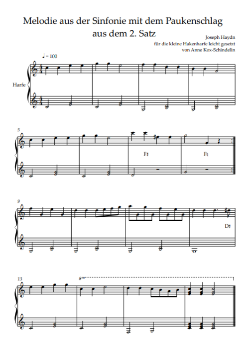 Melodie aus der Sinfonie mit dem Paukenschlag aus dem 2. Satz